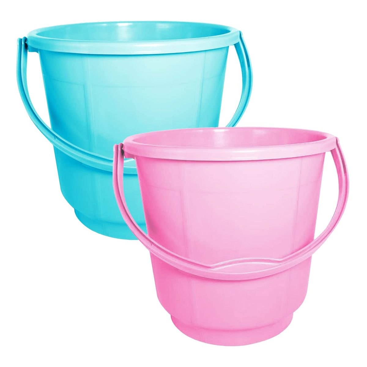 Kuber Industries 2 Pieces Unbreakable Strong Plastic Bathroom Bucket 13 LTR (Green & Pink) -CTKTC37914