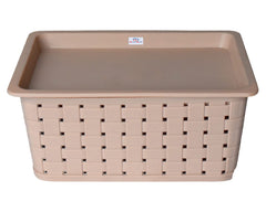 Heart Home BPA Free Attractive Design Multipurpose Large Trendy Storage Basket With Lid|Material-Plastic|Color-Beige|Pack of 1