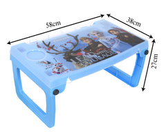Heart Home Multiuses Disney Frozen Print Plastic Study Desk/Laptop Table with Camparment for Home & Office (Blue) 52HH4106