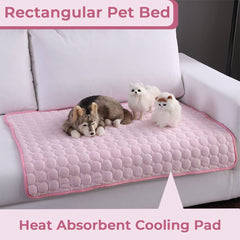 Urbane Home Rectangular Dog & Cat Bed|Premium Cool Ice Silk with Polyester With Bottom Mesh|Multi-Utility Self-Cooling Pad For Dog & Cat|Light-weight & Durable Dog Bed|ZQCJ001P-XL|Pink