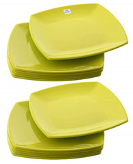 Heart Home Set of 12 Square Plastic Dinner Plates Sets (Green)