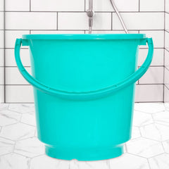 Heart Home Bucket|Plastic Bucket for Bathroom|Bucket for Bathing|Unbreakable Bucket with Handle|16 Liter|Pack of 2 (Black & Green)