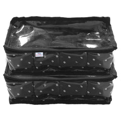 Heart Home Multiuses PVC Laminate Dot Print 4 Case Watch Organizer/Bracelet Organizer For Watches, Bracelet Pack of 2 (Black) 52HH4124