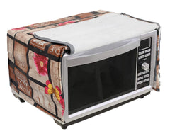 Heart Home PVC Multicheck Floral Print Microwave Oven Cover for Home & Kitchen 20 LTR. (Brown) 54HH4106.