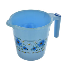 Kuber Industries Floral Printed Rambo Deluxe Virgin Plastic 2 Pieces Bathroom Mug, 1800 ml (Blue)-KUBMART3117