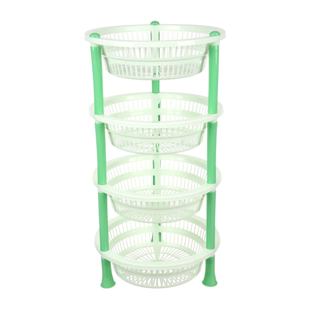 Kuber Industries Storage Basket | Plastic 4 Layer Kitchen Storage Basket | Storage Rack for Kitchen | Multi-Layer Vegetable Rack | Mondeo Floor-Standing Rack | Green