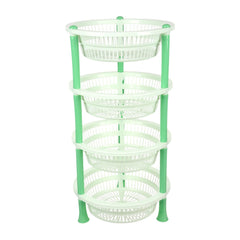 Kuber Industries Storage Basket | Plastic 4 Layer Kitchen Storage Basket | Storage Rack for Kitchen | Multi-Layer Vegetable Rack | Mondeo Floor-Standing Rack | Green