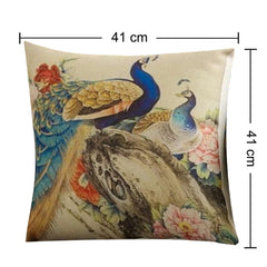 Heart Home Cushion Cover|Sofa Cushion Covers|Peacock Print Sitting Cushion Cover|Polyester Cushion Filler|16x16 Inch|Set of 5 (Multicolor)