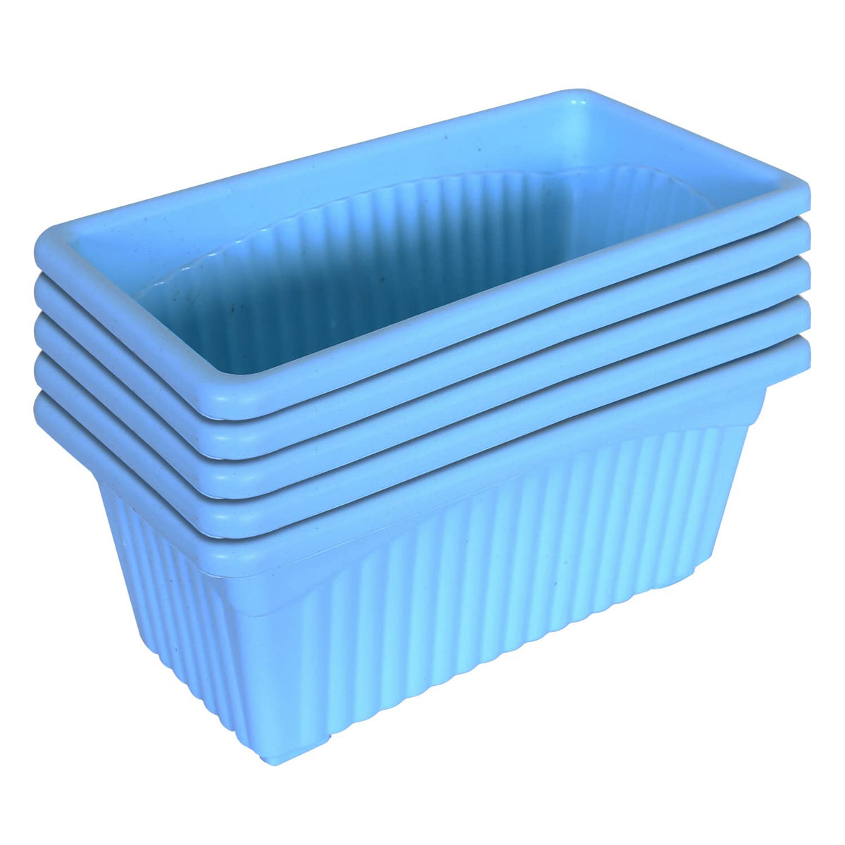 Kuber Industries Rectangular Jupiter Plastic Window Pot|Flower Planter for Home & Balcony,Garden 14 Inches Pack of 5 (Sky Blue)