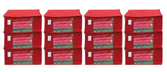 Kuber Industries 12 Piece Non Woven Saree Cover Set, Red,Large Size -CTKTC6444