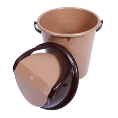 Heart Home Plastic Dustbin with Swinging Lid|Portable Garbage Basket & Round Trash Can for Home,Kitchen,Office,College,10 Ltr (Brown)