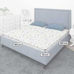 Kuber Industries Fitted Double Bedsheet|Elastic 130 GSM Polycotton King Printed Double Bedsheet with 2 Pillow Covers, 90x37 Inch (Multicolor)