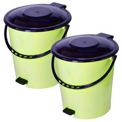Kuber Industries Plastic Pedal Dustbin/Wastebin With Handle, 10 Liter- Pack of 2 (Green & Black)-47KM0983