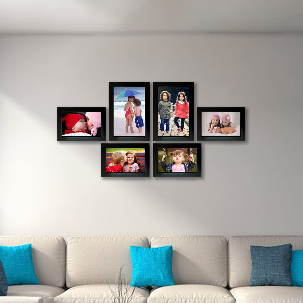 Kuber Industries Collage Photo Frame For Living Room, Wall Set of 6 (Black) Size: 4x6-4 Pc., 5x7-2 Pc.