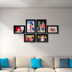 Kuber Industries Collage Photo Frame For Living Room, Wall Set of 6 (Black) Size: 4x6-4 Pc., 5x7-2 Pc.