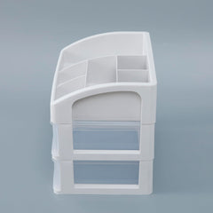 Kuber Industries 2 Layer Cabinet Drawer Box|Desktop Storage Box|Multi Drawer Storage Organizer| White