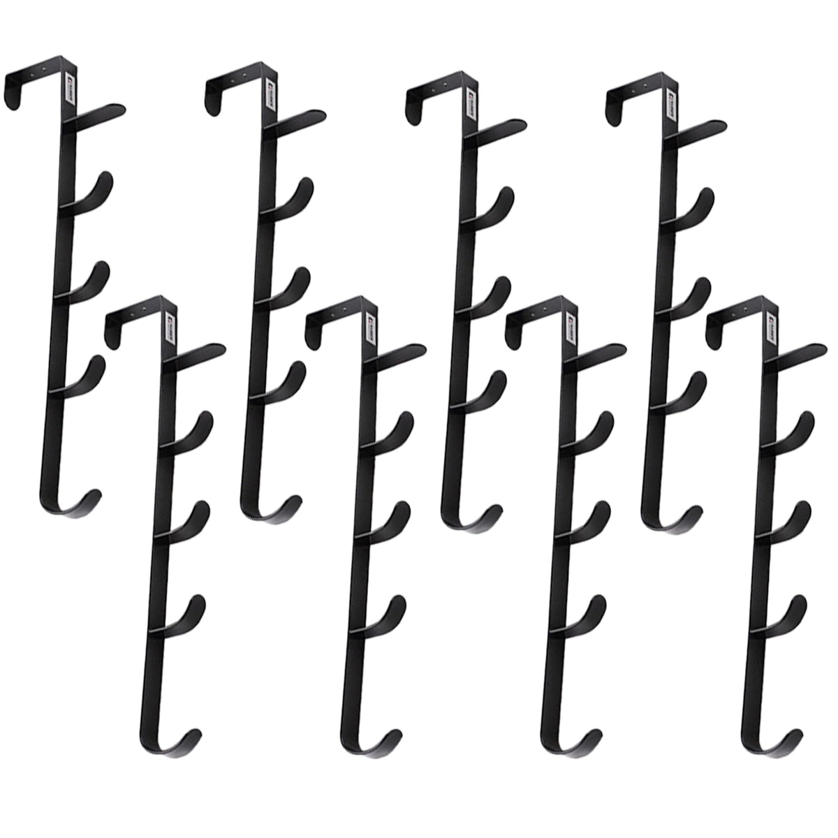 Kuber Industries 5-Level Cloth Hanger|Multipurpose Cloth & Towel Holder|Iron Spray Material|Easy Installation|Interchangeable Over The Door Towel Holder|ZT-3115|Pack of 8|Black