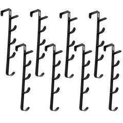 Kuber Industries 5-Level Cloth Hanger|Multipurpose Cloth & Towel Holder|Iron Spray Material|Easy Installation|Interchangeable Over The Door Towel Holder|ZT-3115|Pack of 8|Black