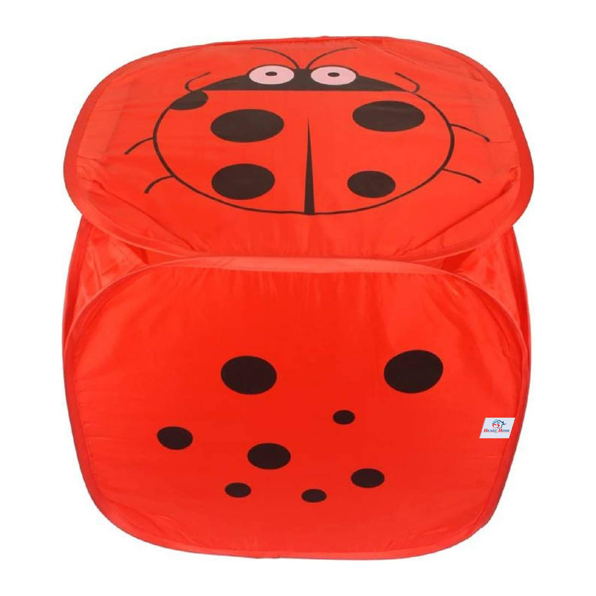 Heart Home Printed Polyster Foldable Laundry Organiser With Lid & Handles (Multicolor)-HS43HEARTH25849