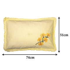 Heart Home Embroidery Pattern Breathable & Soft Cotton Pillow Cover for Sofa, Couch, Bed, Set of 6 (Yellow) 54HH4118.