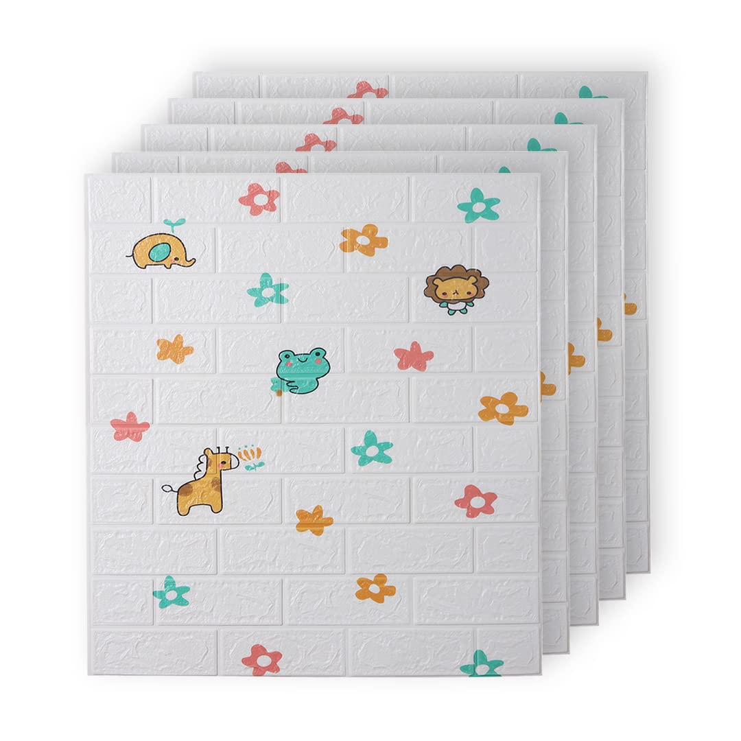 Kuber Industries Foam Brick Pattern 3D Wallpaper for Walls | Soft PE Foam | Easy to Peel, Stick & Remove DIY Wallpaper | Suitable on All Walls | Pack of 5 Sheets,70 cm X 70 cm