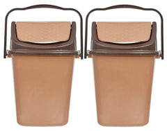 Heart Home Plastic Dustbin, Trashbin, Wastebin For Kitchen, Bathroom, Office Use With Swing Lid With Handle, 7 Liter- Pack of 2 (Coffee)-47HH0840