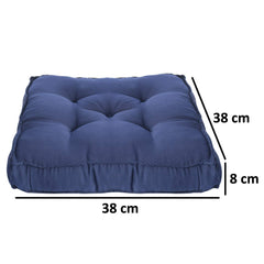 Heart Home 2 Pieces Cotton Decorative Fabric Chairpad/Back Support/Seat Cushion and Handmade Quilting, 14" x 14" Inch (Navy Blue) HEART926