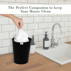 Heart Home Swinging Lid Dustbin|Plastic Garbage Waste Bin|Trash Can for Living Room|Kitchen|Office|6 Litre|Pack of 2 (Black)