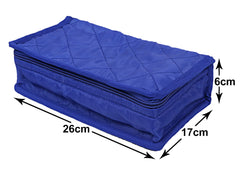 Kuber Industries Multiuses Polyester Jewellery Organizer With 4 Pouches Pack of 2 (Blue)
