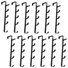 Kuber Industries 5-Level Cloth Hanger|Multipurpose Cloth & Towel Holder|Iron Spray Material|Easy Installation|Interchangeable Over The Door Towel Holder|ZT-3115|Pack of 12|Black