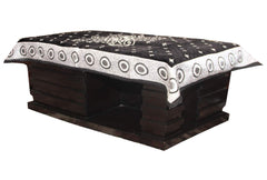 Kuber Industries Flower Design Cotton 4 Seater Center Table Cover (Black)-CTKTC024266