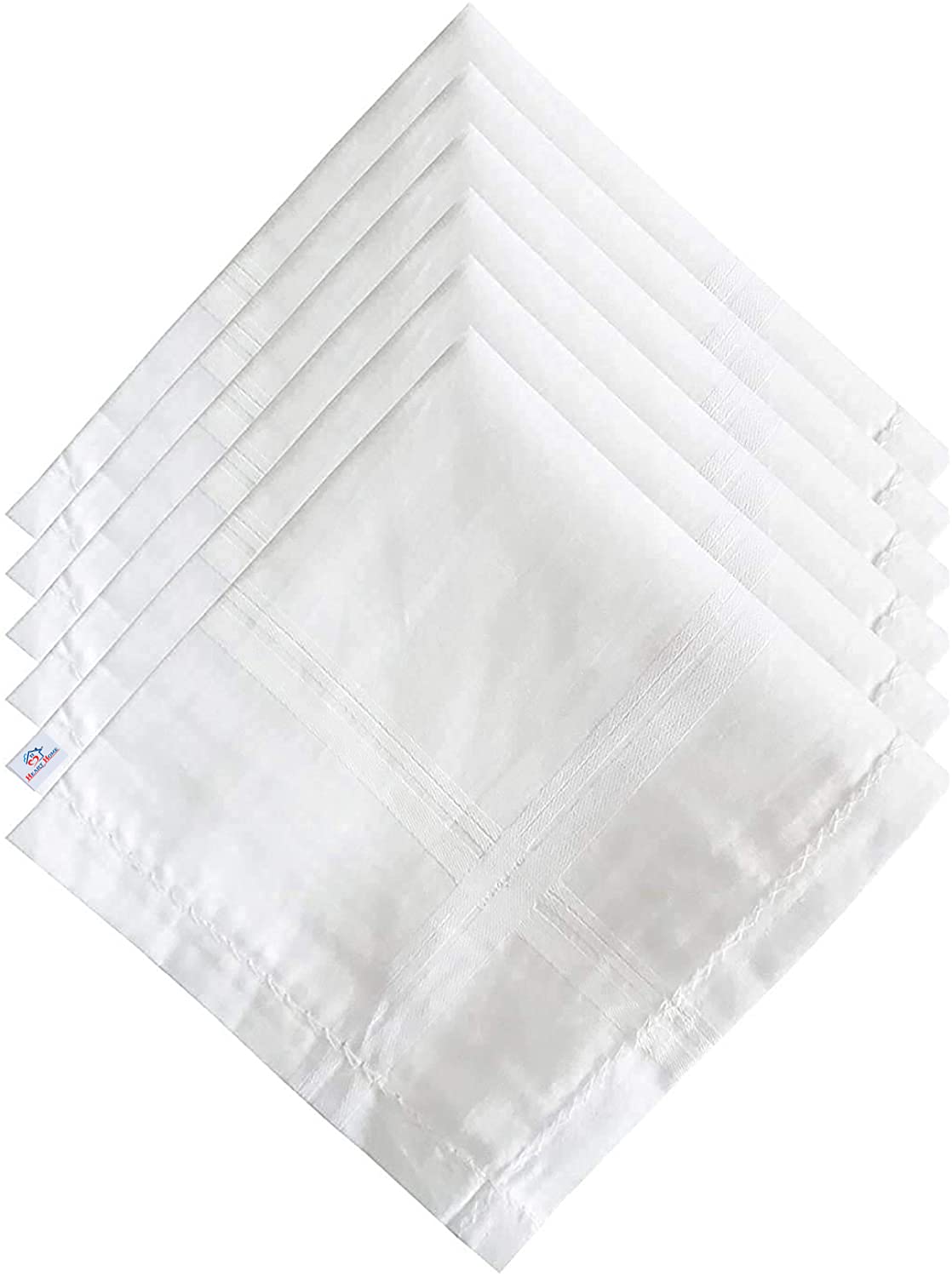 Heart Home 100% Cotton Premium Collection Handkerchiefs Hanky for Men, Set of 6 (White), Standard (HS_37_HEARTH020430)
