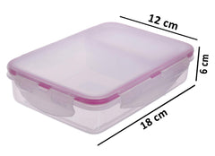 Kuber Industries Model-401 Unbreakable Plastic Medium Airtight Leakproof Transparent Lunch Box/Tiffin (Pink)-KUBMART1309