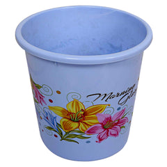 Kuber Industries Flower Print Plastic Dustbin/Garbage Bin/Waste Bin, 13 Liters (Blue)-KUBMART10915