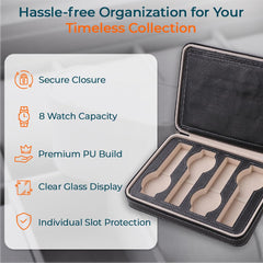 Kuber Industries 8 Slots Watch Zipper bag |Watch Organizer For Men & Women (Black)