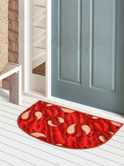 Heart Home D Shape Ball Printed Anti-Slip Durable Velvet Door Mat, Welcome Mat for Entryway,Patio,Garage, Outdoor, 21"x14" (Red)-47HH01275