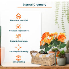 Kuber Industries Artificial Flowers for Home Décor|Natural Looking Indoor Fake Flowers for Vase|Artificial Flowers for Decoration|Without Basket (Orange)