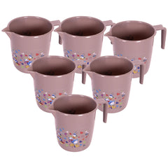 Kuber Industries Disney Team Bathroom Mug | Plastic Bath Mug for Bathroom | Mug for Bathroom | Mug for Toilet | Washroom Jug | 111 Bath Mug | 1 LTR | Pack of 6 | Brown