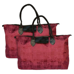 Kuber Industries Multiuses Check Print Rexine Shopping Bags/Grocery Bag for Carry Grocery, Fruits, Vegetable with Handles Pack of 2 (Maroon) 52KM3985