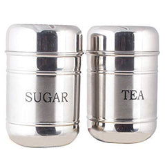 Kuber Industries 2 Pieces Stainless Steel Tea, Sugar Container set, 500 Ml (Silver) -CTKTC043168
