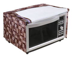 Heart Home PVC Wooden Multicheck Print Microwave Oven Cover for Home & Kitchen 23 LTR. (Brown) 54HH4103.