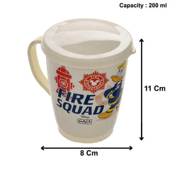 Kuber Industries Disney Printed Food Grade BPA Free Tea/Coffee Mug for Coffee Tea Cocoa, Camping Mugs with Lid, Pack of 3 (Cream & Grey & Red), Standard