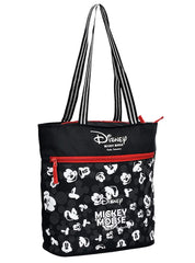 Kuber Industries Polyester Disney Mickey Mouse Print Attractive & Foldable Grocery|Shopping|Travel Hand Bag with Front Pocket & Handle, Pack of 2 (Black)