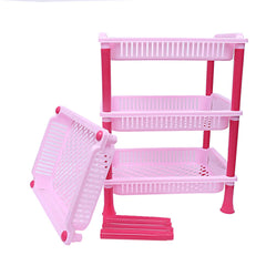 Kuber Industries Plastic 4 Layer Multi-Purpose Kitchen Storage Basket Rack (Pink)-Ctktc25271