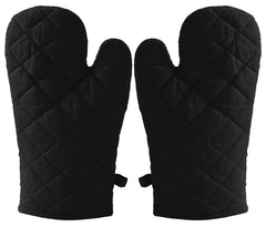 Kuber Industries Heat Resistant Cotton Kitchen Oven Mitt Microwave Glove Set, Non-Slip Grip and Hanging Loop for Kitchen, Cooking, Baking, Set of 2 (Black), (Model: HS_37_KUBMART020602)