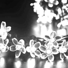 Kuber Industries 28 Led Direct Plug Crystal Flower Designer 10 Meter String Light for Festivals and Home Decoration, White-CTKTC022920
