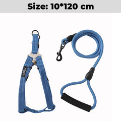 Kuber Industries Dog Harness For Medium Dogs & Leash Set|Premium Metal Hook|Hand Spliced Belt For Added Strength |PDMGL-005-3 |Blue