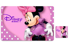 Kuber Industries Disney Minnie Printed PVC Stain Resistant, Anti-Skid, Waterproof 6 Pcs Placemats with 6 Pcs Tea Coasters Set for Dining Kitchen Restaurant Table, Set of 12 (Pink)