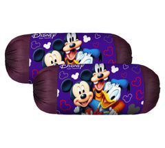 Kuber Industries Disney Team Mickey Bolster Cover|Polyester Bolster Cover Set|Diwan Round Bolster Pillow Covers|Luxurious Roll Masand Cover|Pack of 2 (Blue)