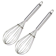 Kuber Industries 2.5 MM 2 Pieces Stainless Steel Hand Blender Mixer Froth Whisker Latte Maker for Milk Coffee Egg Beater Juice,50 cm (Silver) - CTKTC31352